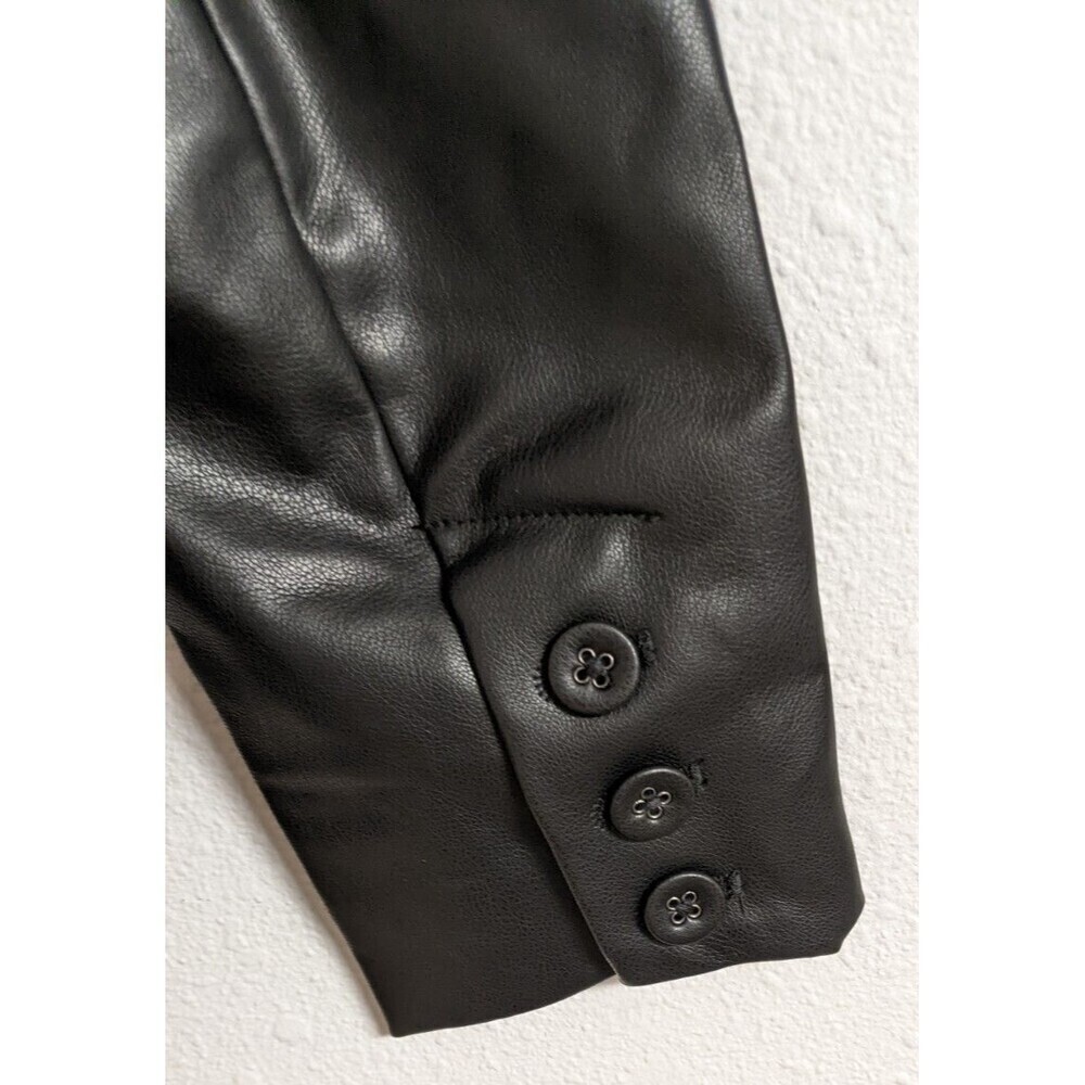 NEW~Cabi # 4495 "James Jacket" Black Faux Leather Vegan Blazer Jacket Small - Picture 13 of 16